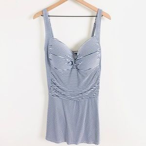 Niptuck Navy & White Multicup Swimsuit with skirt